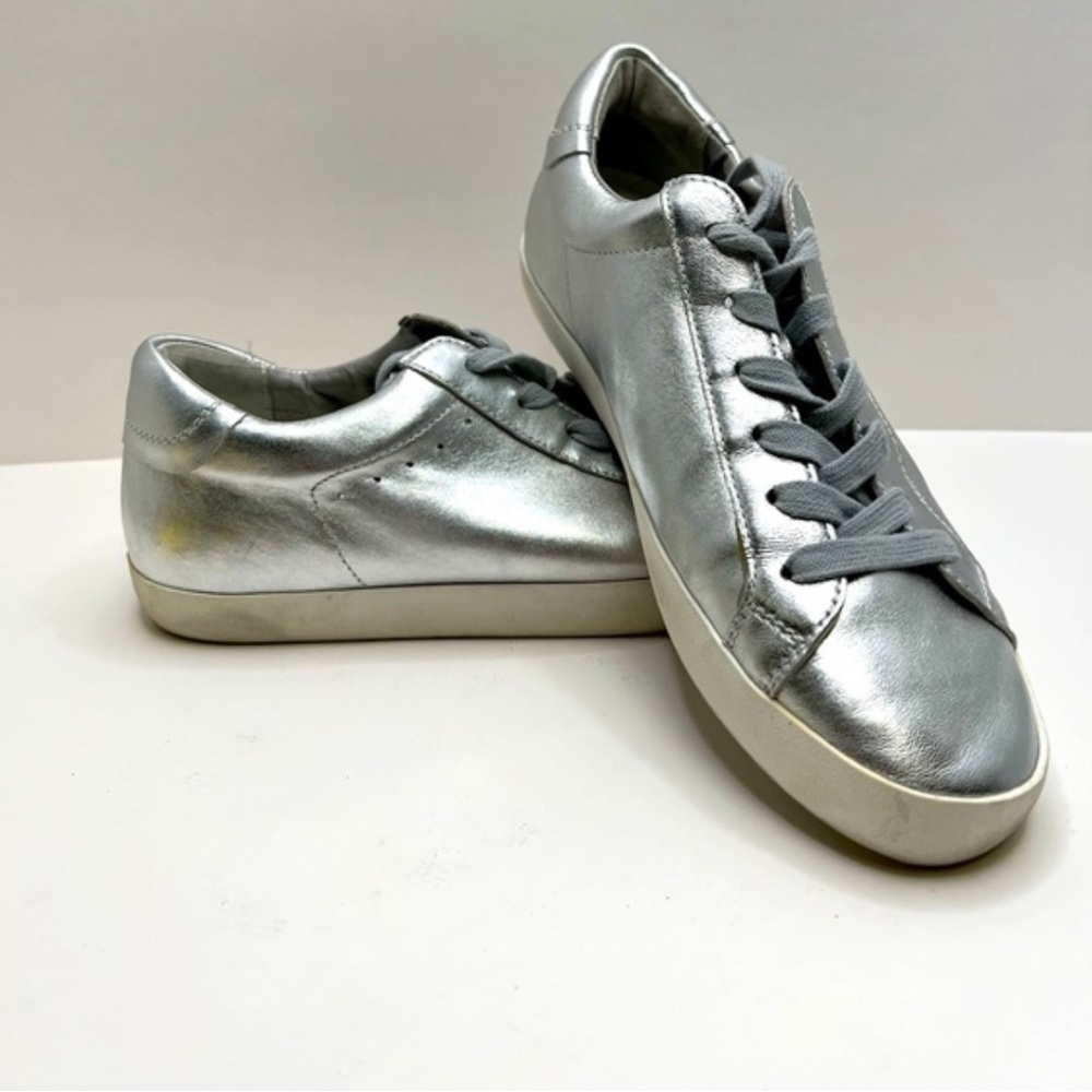 Banana Republic Metallic Silver Leather Sneakers size 9.5